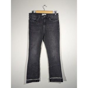 Free‎ People Black Raw Hem Flare Cropped Jeans Women Size 30